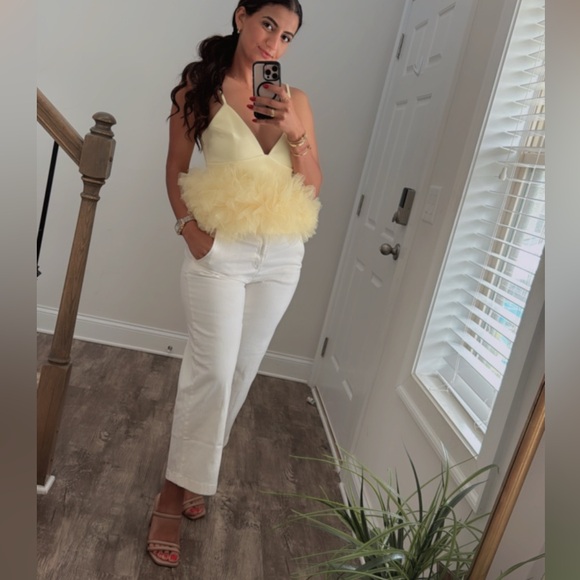 -NWT ZARA  Yellow Ruffled Tulle Top - Picture 10 of 12